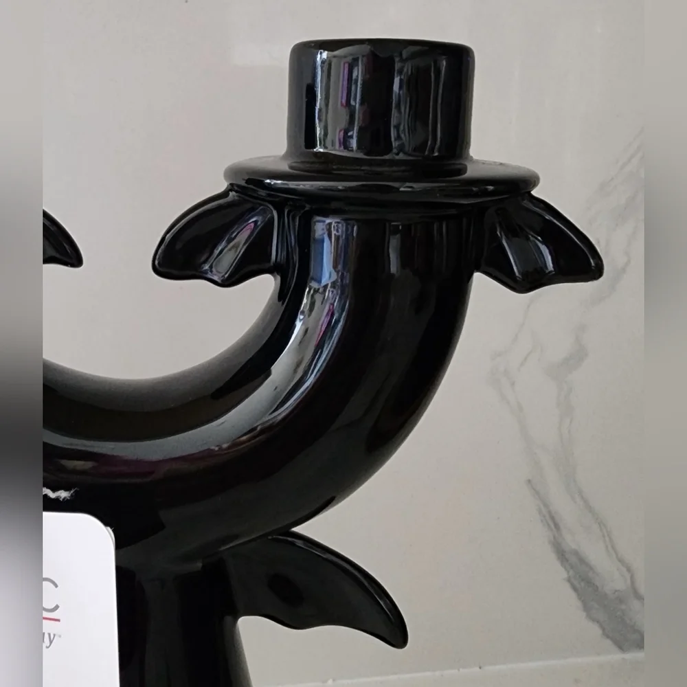 Doi Bat Wings Double Candlestick Holder Black 9 In‎